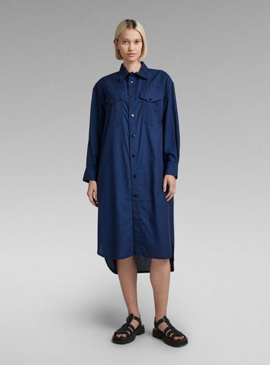 Long Western Shirt Dress Evergreen